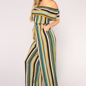 Down For You Jumpsuit - Mustard Multi